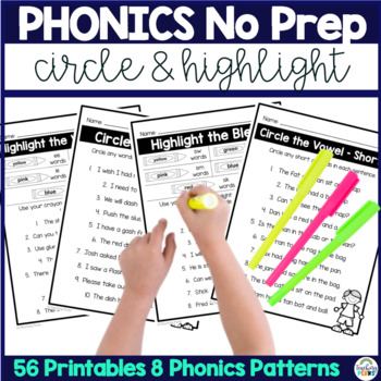 Phonics printables for blends and digraphs.